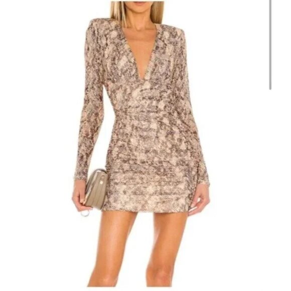 NEW NWT Michael Costello x REVOLVE Antonella Mini Dress Snake Print Size XS - Picture 1 of 13
